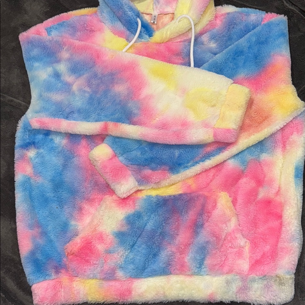 Super Warm Women’s Or Men’s Colorful Tie-Dye Women's Fluffy Sweater. Women’s XXL - Picture 5 of 9